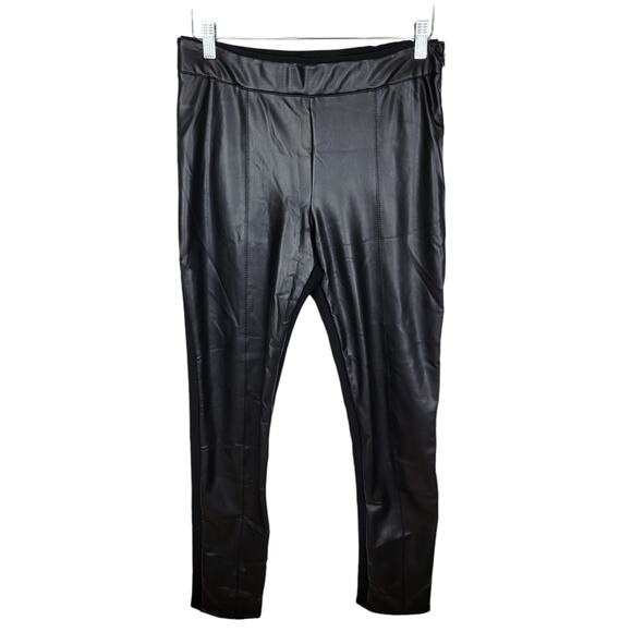 Lola & Sophie Black Faux Leather and Ponte Knit High Rise Skinny Pants - Size M - Picture 2 of 5